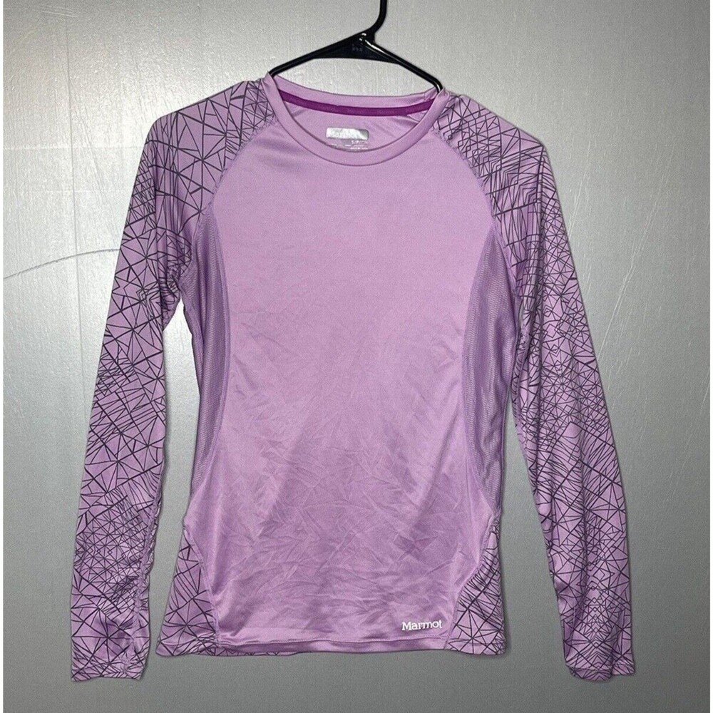 Marmot Pink/Gray Long Sleeve Round Neck Shirt Women’s Small Athleisure Gym